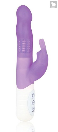 Фиолетовый силиконовый вибратор с клиторальным отростком - 21 см., цвет фиолетовый - Erotic Fantasy
