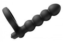 Насадка для двойного проникновения Double Fun Cock Ring with Double Penetration Vibe, цвет черный - XR Brands