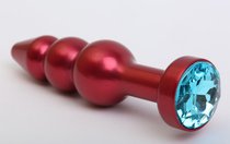Анальная ёлочка с голубым кристаллом - 11,2 см, цвет красный - 4sexdreaM