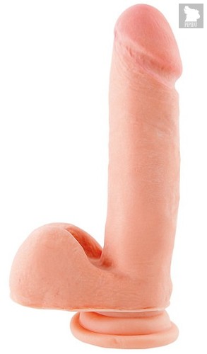 Телесный фаллоимитатор с мошонкой на присоске - 17 см, цвет телесный - Toyfa