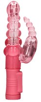 Розовый вибратор-кролик Rotating Bubbles - 23,2 см., цвет розовый - Shots Media