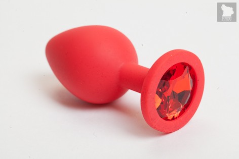 Пробка силиконовая с алым кристаллом 9,5х3,8см 47068-2-MM, цвет красный - Eroticon