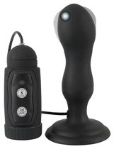Черная анальная вибропробка с вращением Butt Plug - 13,6 см., цвет черный - ORION