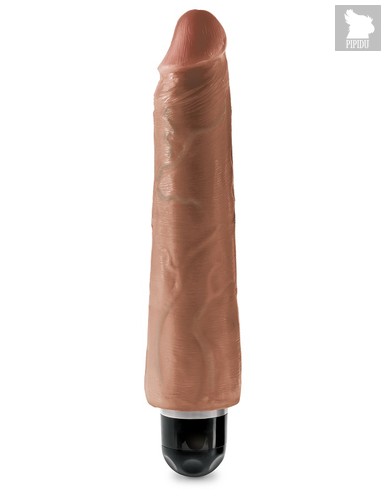 Вибромассажер реалистик загорелый King Cock 9 Vibrating Stiffy Tan, цвет коричневый - Pipedream