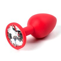 Анальная пробка Silicone Red 2.8 с кристаллом, цвет красный/прозрачный - Luxurious Tail