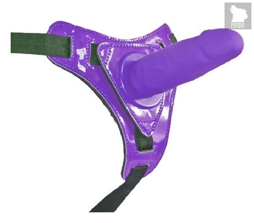 Фиолетовый страпон на лакированных трусиках - 12 см., цвет фиолетовый - Howells