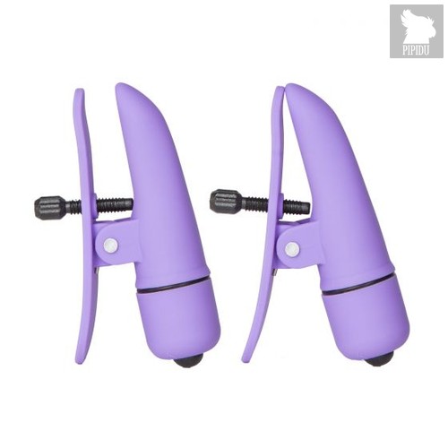 Фиолетовые зажимы-прищепки с вибрацией Nipplettes, цвет фиолетовый - California Exotic Novelties