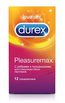 Рельефные презервативы с точками и рёбрами Durex Pleasuremax - 12 шт. - Durex