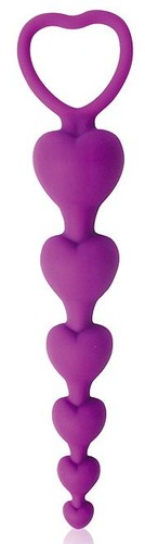 Фиолетовая анальная цепочка с сердечками - 14,5 см., цвет фиолетовый - Bior toys