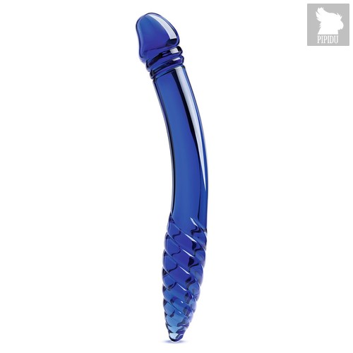 Синий двусторонний стеклянный стимулятор 11’’ Double-sided Glass Dildo For G-Spot P-Spot Stimulation - 28 см., цвет синий - Gläs