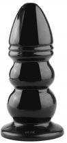 Черная рельефная анальная втулка - 33,5 см., цвет черный - МиФ