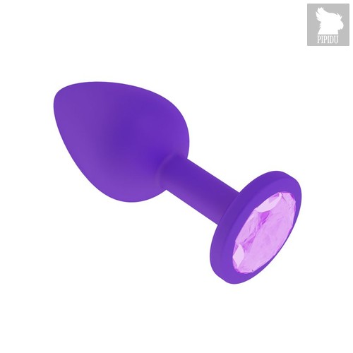 Анальная втулка силиконовая фиолетовая с сиреневым кристаллом маленькая, цвет фиолетовый - МиФ