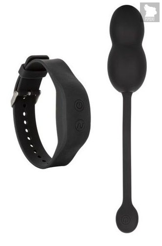 Черные вагинальные виброшарики с браслетом-пультом Wristband Remote Ultra-Soft Kegel System, цвет черный - California Exotic Novelties