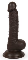 Коричневый реалистичный фаллоимитатор на присоске - 19,5 см., цвет коричневый - Bior toys