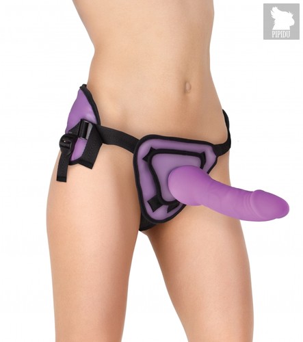 Фиолетовый страпон Deluxe Silicone Strap On 10 Inch - 25,5 см - Shots Media