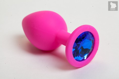 Пробка силиконовая розовая с синим кристаллом 9,5х4см 47082-2MM - Eroticon