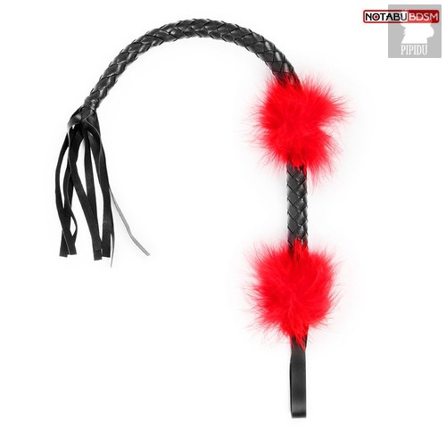 Черная плеть с красными вставками-перьями - 66 см., цвет красный/черный - Bioritm