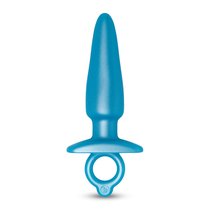 Голубая анальная пробка с кольцом Sleek Tapered Silicone Plug - 15 см., цвет голубой - B-vibe