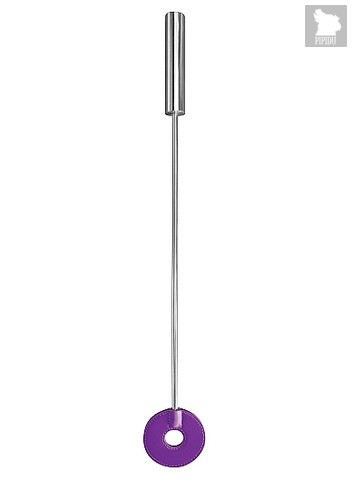 Фиолетовая шлёпалка Leather Circle Tiped Crop с наконечником-кругом - 56 см - Shots Media