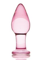 Стеклянная анально-вагинальная пробка - 11 см, цвет розовый - Sexus
