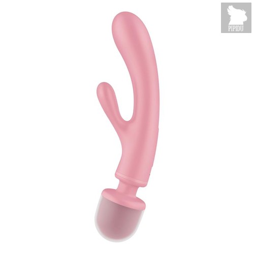 Розовый двусторонний вибромассажер Triple Lover - 23,7 см., цвет розовый - Satisfyer