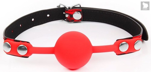 Красный кляп-шарик с черным регулируемым ремешком, цвет красный/черный - Bioritm