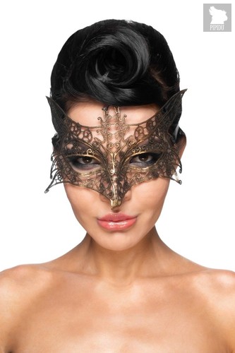 Золотистая карнавальная маска "Шератан", цвет золотой - МиФ