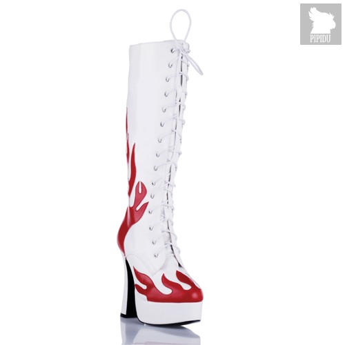 Сапоги Red Flame - White с красными языками пламени, цвет белый/красный, 37 - Electric Shoes