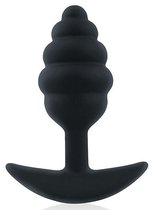Черная ребристая анальная втулка с ограничителем - 9 см., цвет черный - Bior toys