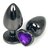 Черная металлическая анальная пробка с фиолетовым стразом-сердечком - 9 см., цвет фиолетовый - Vandersex