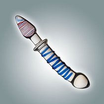 Анально-вагинальный стеклянный фаллоимитатор с анальным ограничителем - 23 см., цвет прозрачный - МиФ