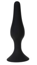 Черная силиконовая анальная пробка размера XL - 15 см., цвет черный - Oyo