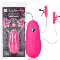 Виброзажимы Nipple Play - Vibrating Heated Nipple Teasers с нагревательным эффектом, цвет розовый - California Exotic Novelties