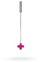 Розовая шлёпалка Leather Cross Tiped Crop с наконечником-крестом - 56 см, цвет розовый - Shots Media