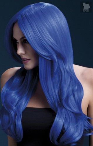 Синий парик с длинной челкой Khloe, цвет синий, S-L - Fever