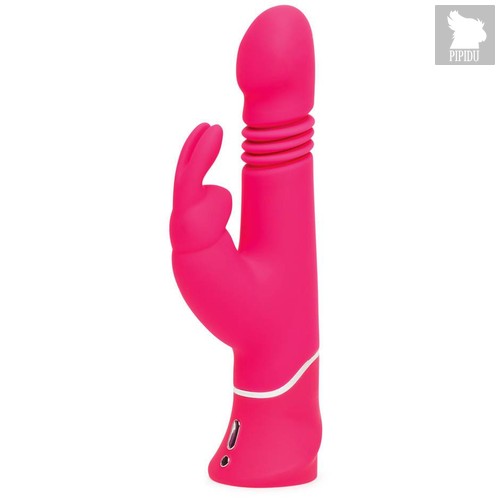 Розовый вибратор Thrusting Realistic Rechargeable Rabbit Vibrator с имитацией толчков - 22,8 см., цвет розовый - Lovehoney