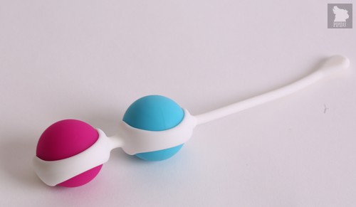 Вагинальные шарики Kegel Love Balls, цвет голубой/розовый - White Label