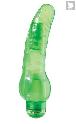 Зелёный гелевый вибратор JELLY JOY 7INCH 10 RHYTHMS GREEN - 17,5 см, цвет зеленый - Dream toys