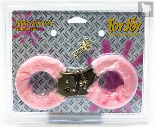 Розовые меховые наручники с ключами - Toy Joy