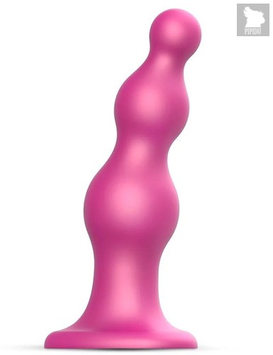 Розовая насадка Strap-On-Me Dildo Plug Beads size L, цвет розовый - Strap-on-me