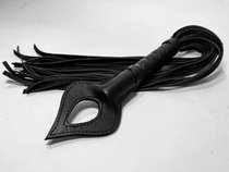 Черная кожаная плеть "Пиковая Дама" - 60 см., цвет черный - БДСМ арсенал