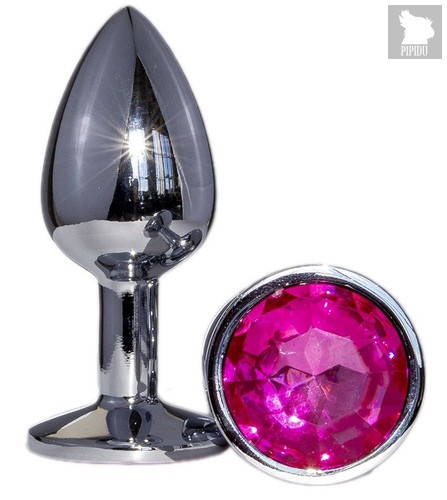 Металлическая анальная втулка с ярко-розовым кристаллом - 7,2 см., цвет розовый - Oyo