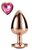 Золотистая анальная втулка с кристаллом-сердечком розового цвета - 7,1 см., цвет розовый - Dream toys