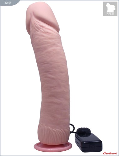 Телесный вибратор-гигант на присоске - 26,5 см - Eroticon
