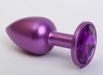 Фиолетовая анальная пробка с фиолетовым стразом - 7,6 см, цвет фиолетовый - 4sexdreaM