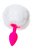 Розовая анальная втулка Sweet bunny с белым пушистым хвостиком, цвет белый - Toyfa