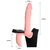 Женский страпон на эластичных ремешках с вибрацией и вагинальной пробкой - 18 см, цвет телесный - Baile