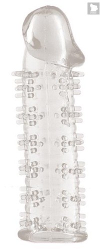 Гелевая прозрачная насадка с шипами - 12 см, цвет прозрачный - Toyfa
