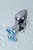 Серебристая конусовидная анальная пробка с голубым кристаллом - 8 см., цвет голубой - Toyfa
