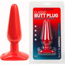 Анальная пробка Butt Plugs Smooth Classic Slim/Medium - 13,5 см., цвет красный - Doc Johnson